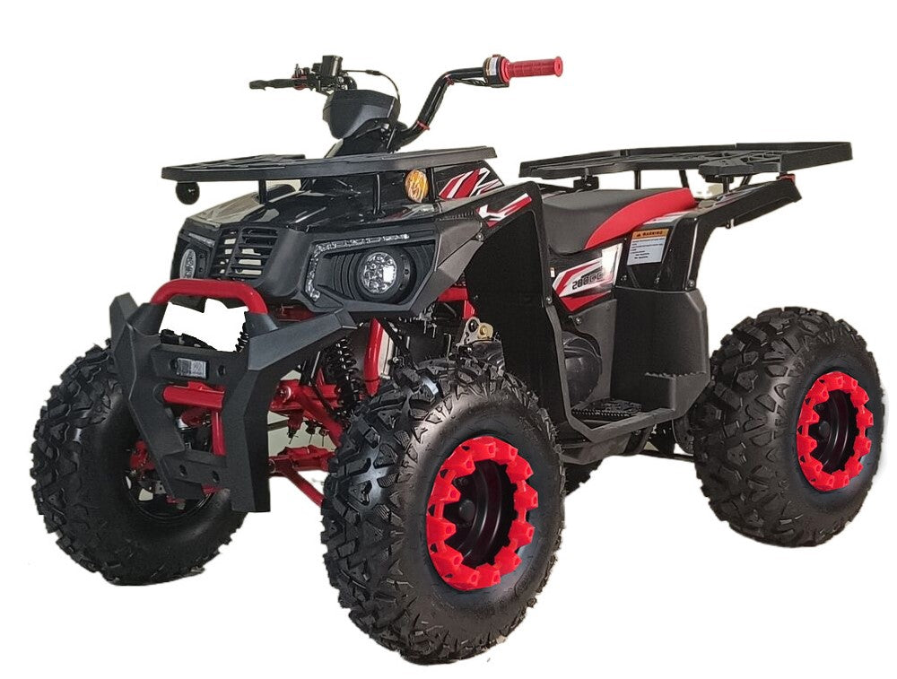 HHH 200CC UPGRADED ATV BIG UTILITY 4 WHEELER QUAD WITH AUTOMATIC TRANSMISSION REVERSE, LED HEADLIGHT, MATCHING RIMS, BIG 23/22 INCHES WHEELS