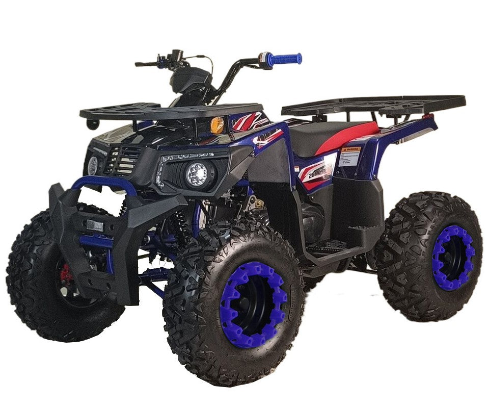 HHH 200CC UPGRADED ATV BIG UTILITY 4 WHEELER QUAD WITH AUTOMATIC TRANSMISSION REVERSE, LED HEADLIGHT, MATCHING RIMS, BIG 23/22 INCHES WHEELS