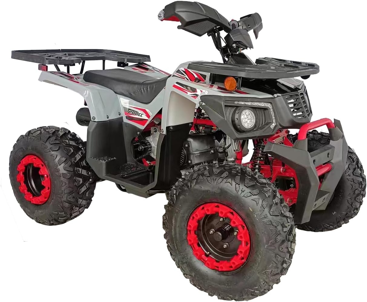 HHH 200CC UPGRADED ATV BIG UTILITY 4 WHEELER QUAD WITH AUTOMATIC TRANSMISSION REVERSE, LED HEADLIGHT, MATCHING RIMS, BIG 23/22 INCHES WHEELS
