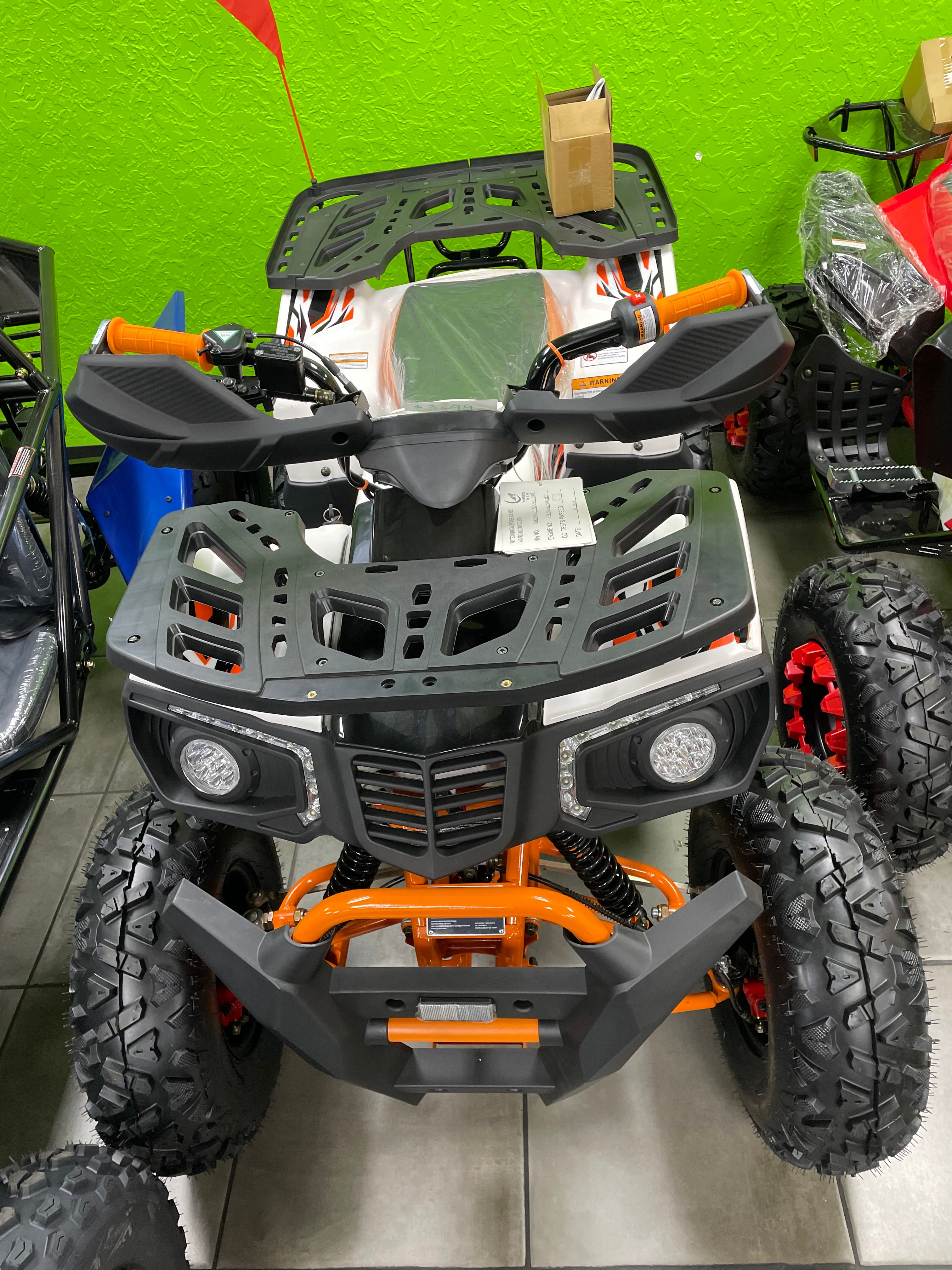 HHH 200CC UPGRADED ATV BIG UTILITY 4 WHEELER QUAD WITH AUTOMATIC TRANSMISSION REVERSE, LED HEADLIGHT, MATCHING RIMS, BIG 23/22 INCHES WHEELS